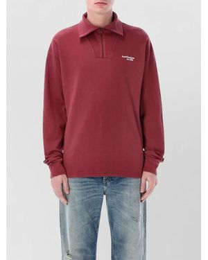 Acne Studios Organic Cotton Half-Zip Sweatshirt - Red