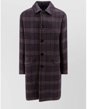Etro Plaid Cashmere Single-Breasted Coat - Blue