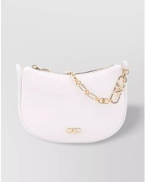 Michael Kors Kendall Leather Shoulder Bag With Frontal Monogram - Natural