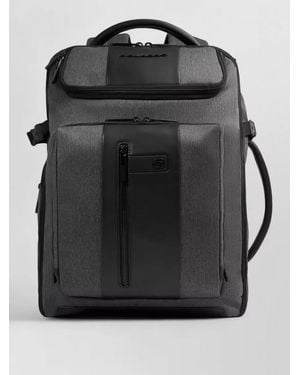 Piquadro Travel Backpack Adjustable Straps Zip Pockets - Black