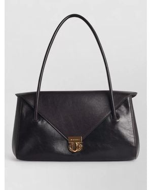 Marni East West Leather Shoulder Bag Top Handle - Black