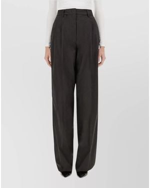 Thelatest High Waist Poplin Trousers Wide Leg - Black