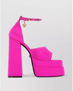 Versace Silk Satin Platform Sandals - Pink