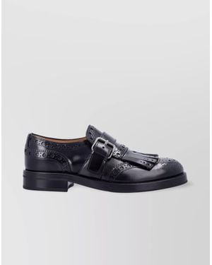Church's Leather Fringe Monk Strap Loafers - Blue