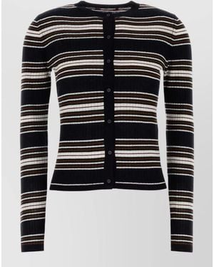 MM STUDIO Piombo Cardigan Silk Blend Striped Knit - Black