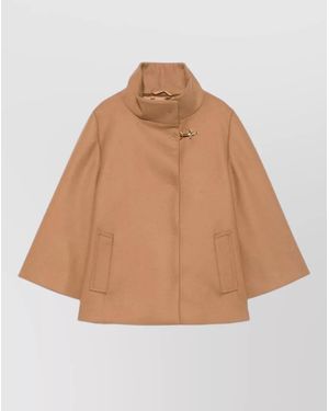 Fay Cashmere Wool Cape Funnel Neck - Natural