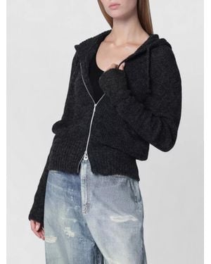 Our Legacy Hooded Knit Sweater Ribbed Cuffs Hem - Black