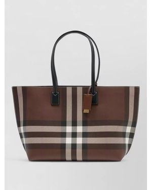 Burberry Medium Shopper Bag Check Pattern - White