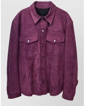 Salvatore Santoro Leather Shirt Jacket - Purple