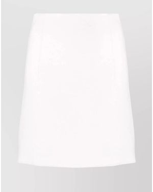 P.A.R.O.S.H. Wool Skirt Above-Knee Front Slit High Waist - White