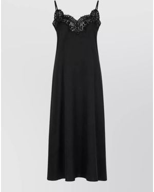 Co. Mid Length Lace Loungewear Slip Dress - Black