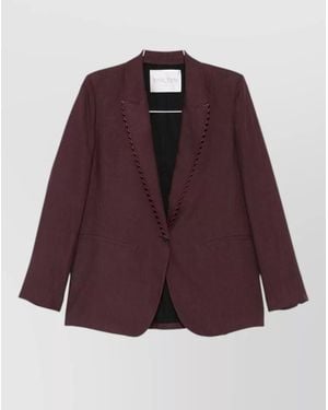 forte_forte Linen Single Breasted Jacket Long Sleeves - Purple