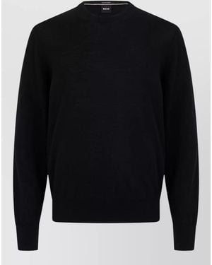 BOSS Crew Neck Sweater Long Sleeves Relaxed Fit - Black