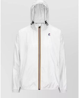 K-Way Hooded Packable Jacket Adjustable Drawstring Hood - White