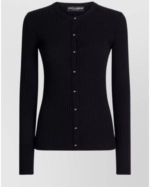 Dolce & Gabbana Ribbed Knit Buttoned Cardigan - Black