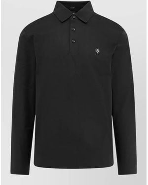 BOSS Long Sleeve Cotton Polo Shirt - Black