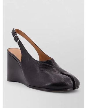 Maison Margiela Tabi Leather Open Toe Wedge Pumps - Blue