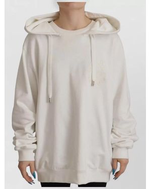Dolce & Gabbana Hoodie Pullover Jumper Embroidered Logo - White