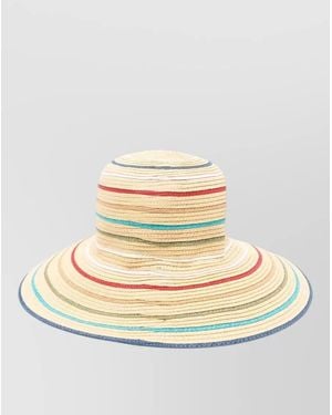 Paul Smith Straw Sun Hat Wide Brim Foldable - Natural