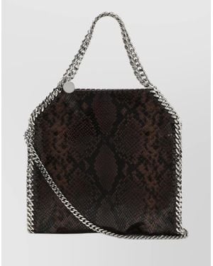 Stella McCartney Mini Tote Bag Featuring Snake Print Design - Black