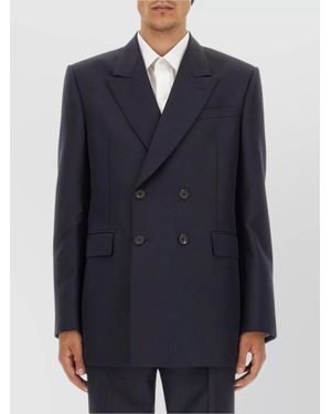 McQueen Wool Mohair Double-Breasted Jacket - Blue