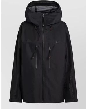 Prada Hooded Jacket Long Sleeves Multiple Zip Pockets - Black