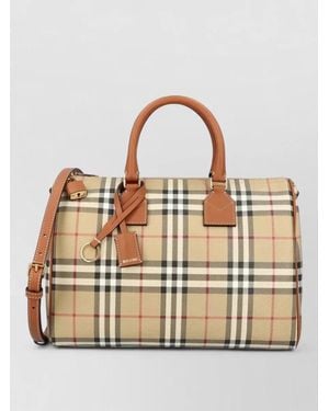 Burberry Check Medium Coated Canvas Bowling Bag - Metallic