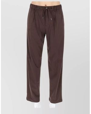 Herno Straight Leg Trousers Button Detail Back Pocket - Brown