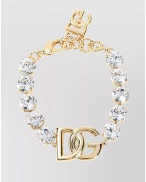 Dolce & Gabbana Elegant Brass And Glass Bracelet For - Metallic