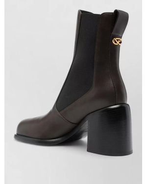 Sergio Rossi Ankle Block Heel Leather Boots - Black