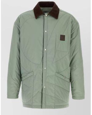 Loewe Polyester Padded Jacket Quilted Contrast Collar - Green