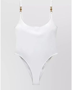 Versace One Piece Swimsuit Scoop Back High Leg - White