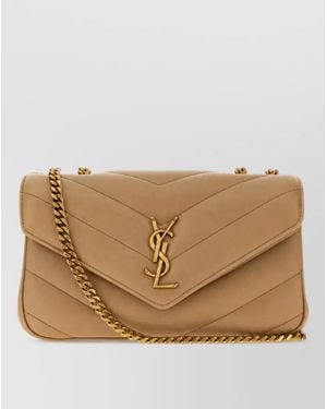Saint Laurent Lou Lou Small Leather Clutch Bag - Natural