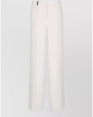 Peserico Wide Leg Velvet Ribbed Tailored Pants - White