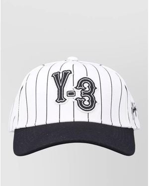 Y-3 Pinstripe Twill Cap High Crown Brim - White