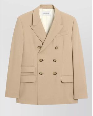 Ami Paris Wool Jacket Double Breasted Tailored Design - Natural