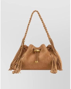 Jimmy Choo Suede Crossbody Bag Featuring Braided Handle - Natural
