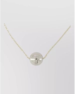Isabel Marant Long Metal Necklace Round Pendant Chain - White