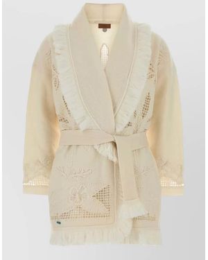 Alanui Islands Diary Knit Belt Cardigan Fringe - Natural