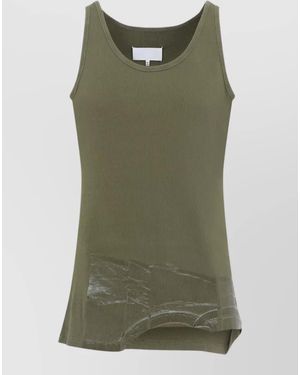 Maison Margiela Sleeveless Top Asymmetrical Hem Ribbed Neckline - Green