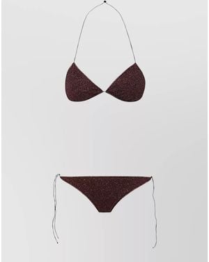 Oséree Glitter Halter Neck Triangle Swimwear Coverups - White