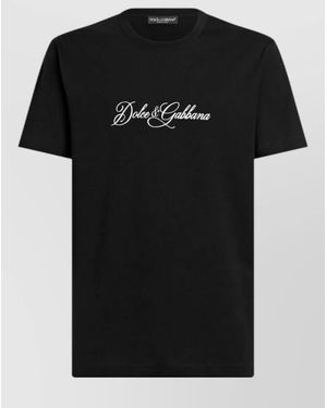 Dolce & Gabbana Crew Neck Short Sleeve Silk Blend Shirt - Black