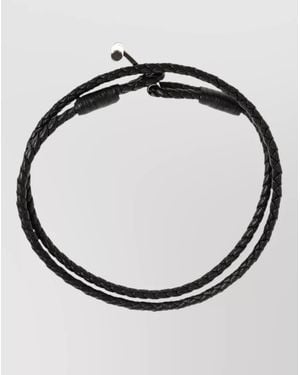 Tom Ford Braided Leather Wrap Bracelet Adjustable - Metallic