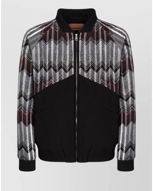 Missoni Wool Blend Chevron Bomber Jacket - Black