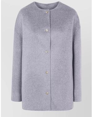 Loulou de Saison Cashmere Wool Single Breasted Coat - Blue