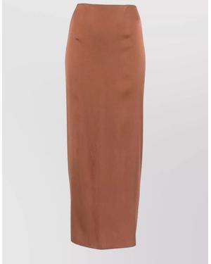Silk95five French Tie Waist Midi Pencil Skirt - Brown