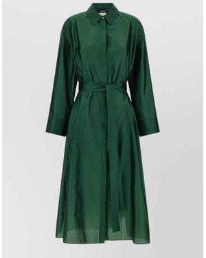 Max Mara Silk Blend Shirt Midi Dress - Green
