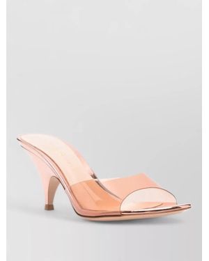 Gianvito Rossi Sofia Mule Metallic Leather Plexiglas 70 - Pink