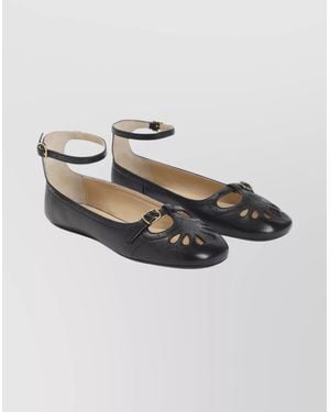 Chloé Misty Cut-Out Flat Ballerina Shoes - Metallic