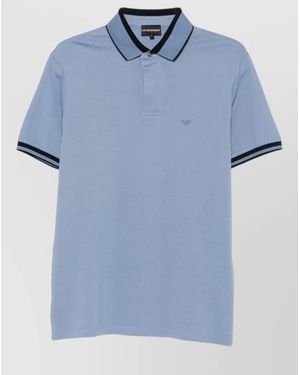 Emporio Armani Polo Shirt Logo Detail Contrasting Collar - Blue
